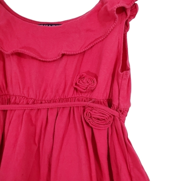 Chaps Pink Ruffle Cotton Tie Girl's Sundress - Picture 2 of 4